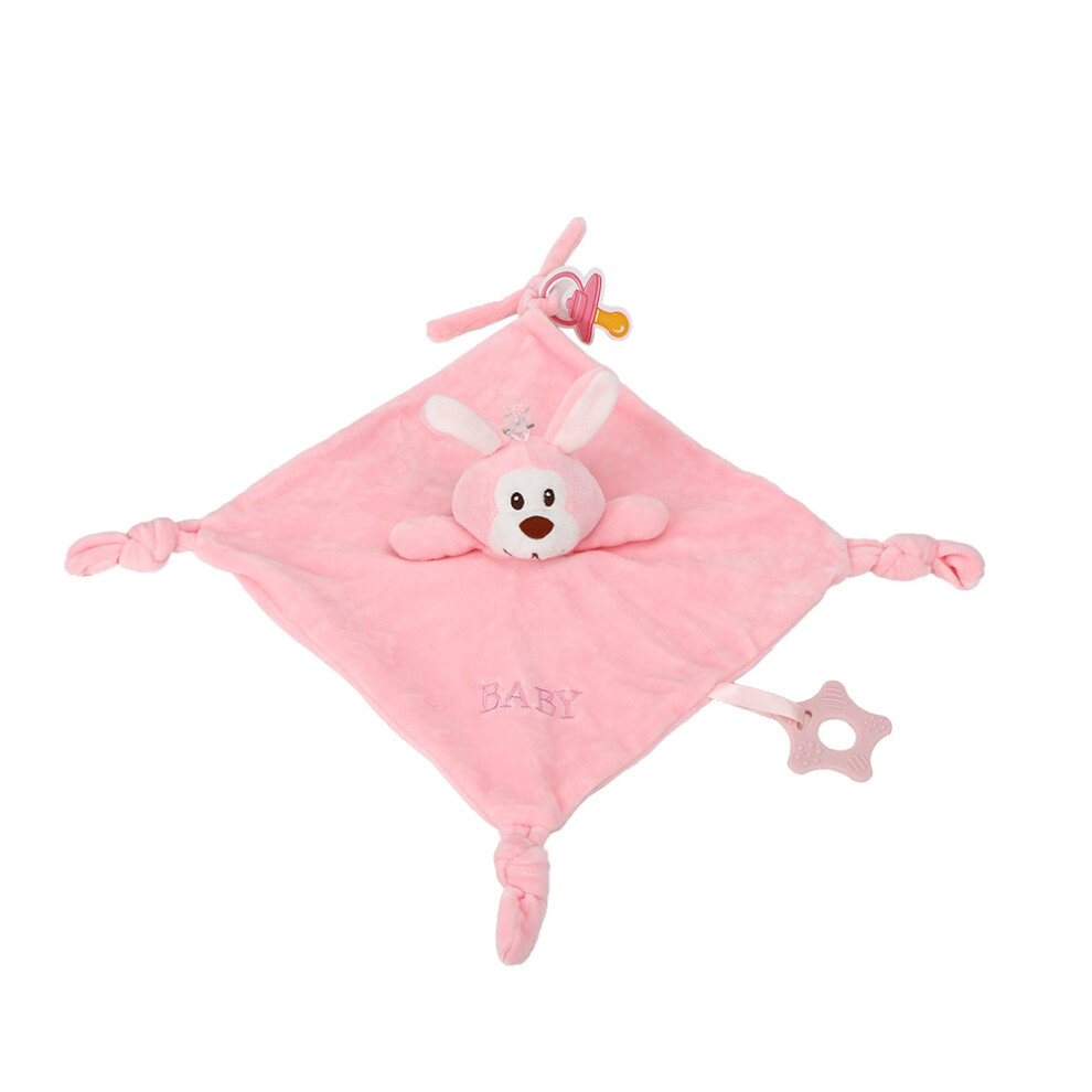 Newborn Plush Baby Soothing Toy Rabbit 27X27cm Soft Blanket Pink