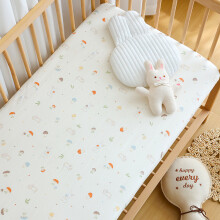 (Mushroom Little Rabbit, 60x120cm) 3 Pack 100% cotton gauze Cot Bed Sheets Fitted Cot Sheets