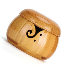 Wooden Yarn Storage Bowl Environmentally Friendly Circular Yarn Holder with Lid