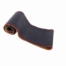 Elephant Grain Leather Steering Wheel Cover DIY Sewing Car Accessory Black Red