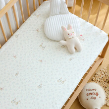 (Obedient Bunny, 60x120cm) 3 Pack 100% cotton gauze Cot Bed Sheets Fitted Cot Sheets