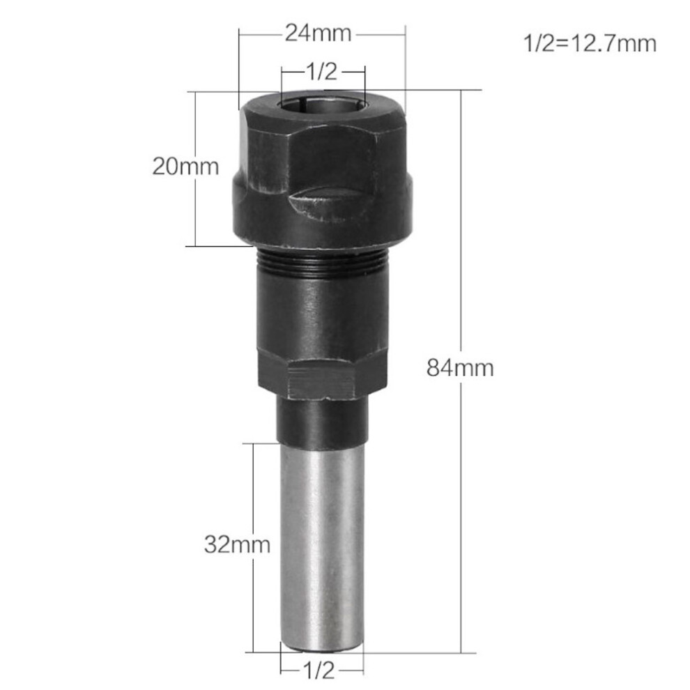 Router Bits Collet Extension Rod For Trimmer Milling Cutter 1/2 Shank 4121392673057