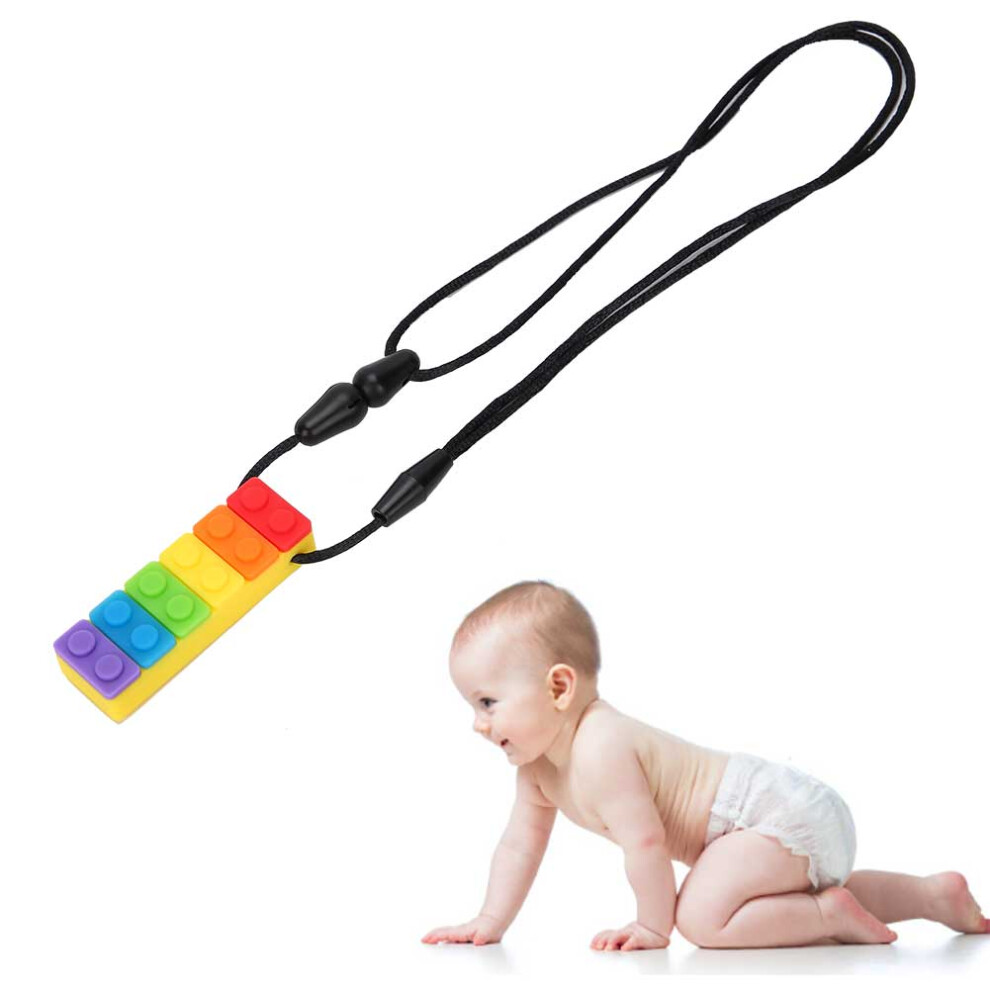 Silicone Teether Building Block Pendant Necklace High Temp Resistant Yellow