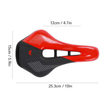 Ultralight Breathable Bike Saddle with Steel Rails, 25.3*15cm