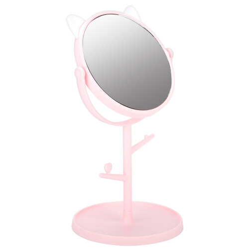 Cute Cat Ear Pink Desktop Makeup Mirror 14.5x30cm Rotatable