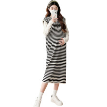 Korean Style Maternity Two Piece Outfit Long Sleeve-stripe L