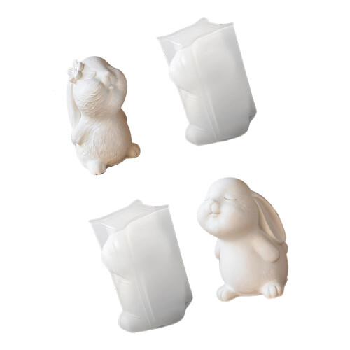 Silicone Handmade Mold Rabbits Shape Crafting Moulds Figurine