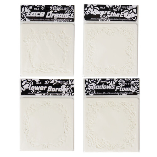 6Pcs Washable PET Stencils 5x5Inch-surrounded by flower 1