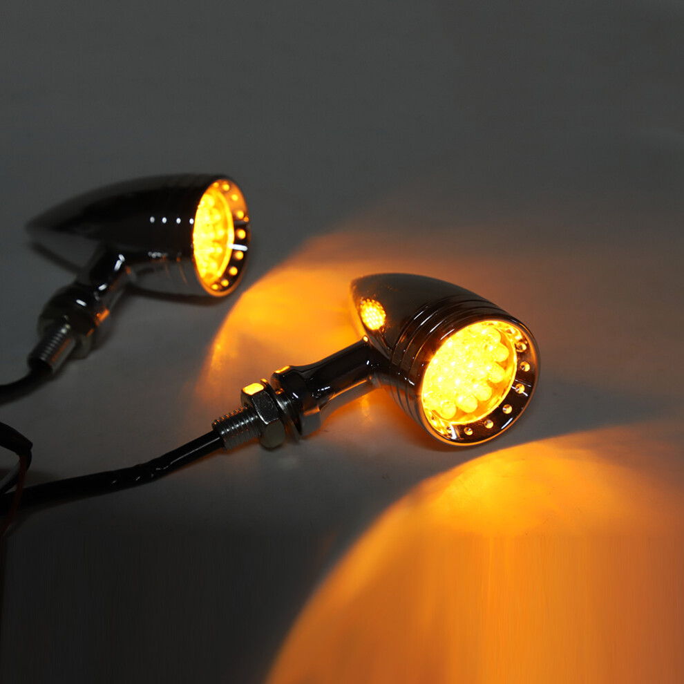 Motorcycle Retro Bullet Led Turn Signal Aluminum Alloy For Honda Light/Yellow 5001392411073