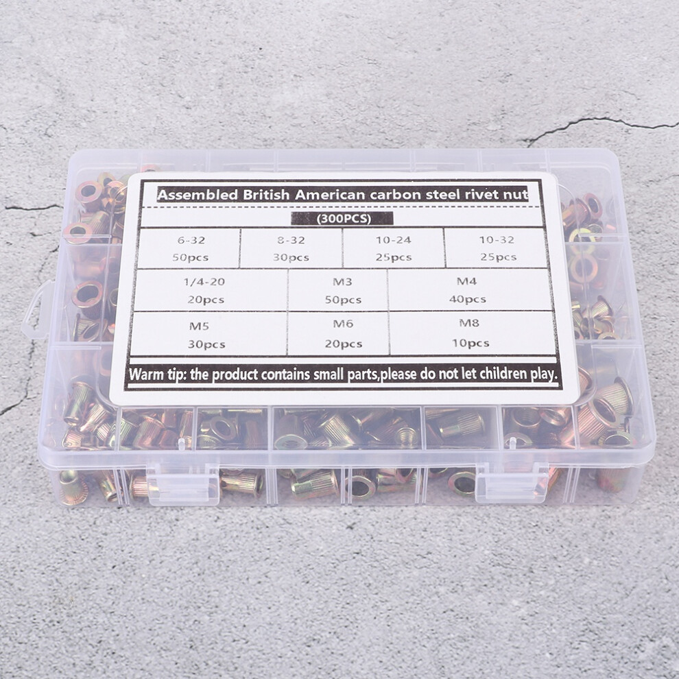 300pcs Colour Zinc Plated Rivet Nut Set Steel