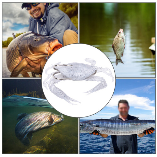 2 pcs Silicone Fishing Lure Crab Artificial Bait 7.5cm Sharp Hooks
