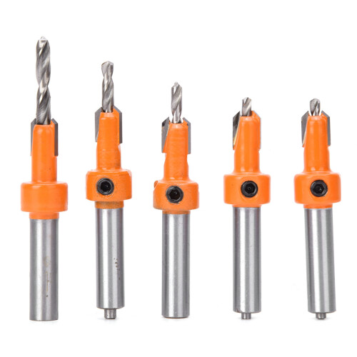 Carpentry Countersink Drill Bit Set 5 pcs Self Tapping Woodwork 6-10mm Sizes 2
