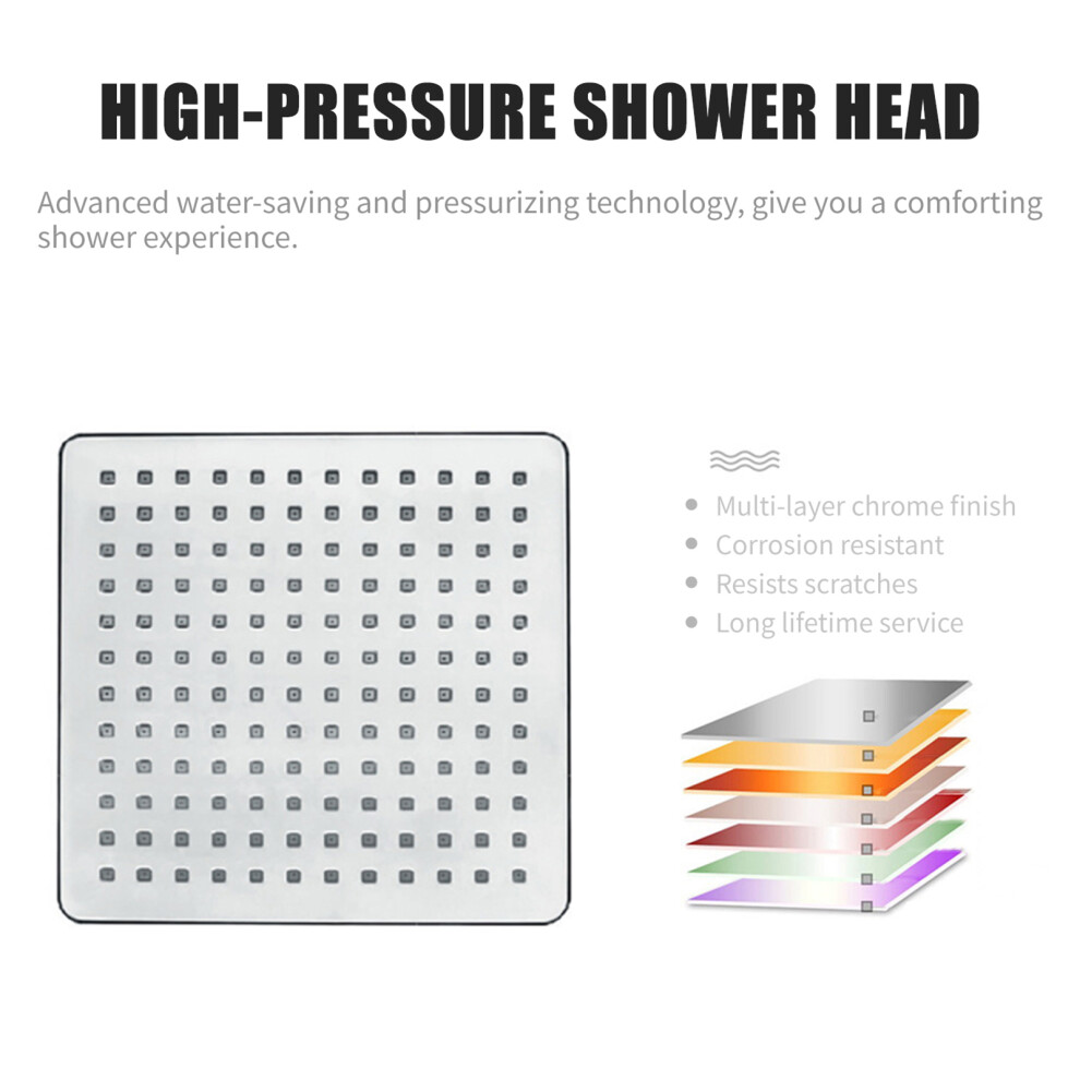 8 Inch Rain Showerhead, Polished Chrome, High Pressure, G1/2 9431392417328