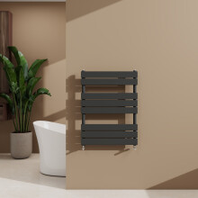 (Anthracite, 800x600mm) Heated Towel Rail Flat Central Heating Radiator