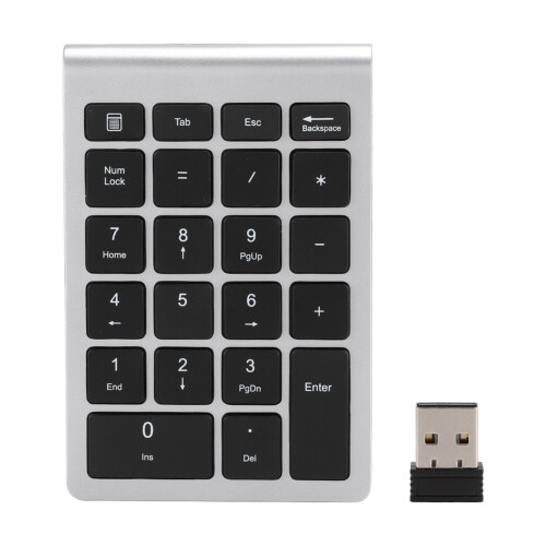 RF304 22 Keys Numeric Keypad USB 2.4G Wireless Mini Keyboard Silver Black 1