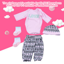 Puppenbekleidung-Set für 50-55 cm Babypuppen, LIEBE Muster Outfits für Neugeborene