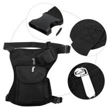 Outdoor Nylon Leg Bag, Large Capacity, 32x24x6cm, Black