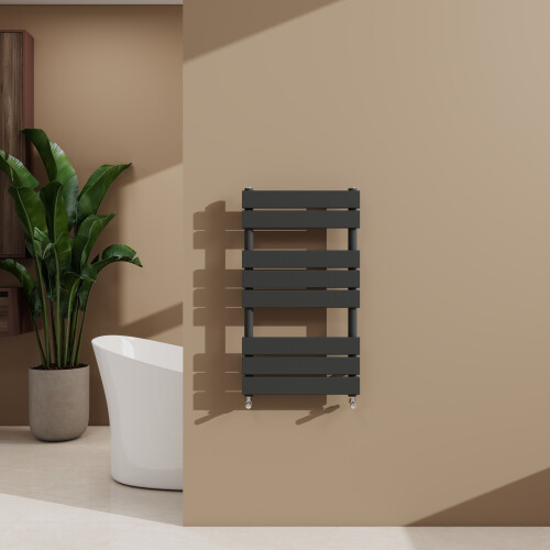 AICA (Anthracite, 800x450mm) Heated Towel Rail Flat Central Heating Radiator