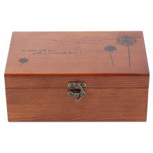 Vintage Wooden Sewing Box with Taraxacum Pattern, 490-761g, 22.5x14.5x10cm