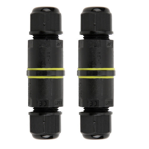 2Pcs Waterproof IP68 3 Pin Junction Box Cable Connector for Power & Networking 2