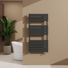 (Anthracite, 1200x600mm) Heated Towel Rail Flat Central Heating Radiator