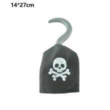Piratenkostuumaccessoire voor Halloween: piratenhandhaak met doodskop- en gekruiste bottenpatroon en zilverkleurige metaalachtige afwerking,