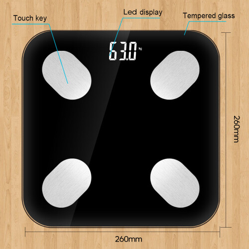 Multi-functional Body Fat Scale, 180kg, 10.24in, Black/White 1
