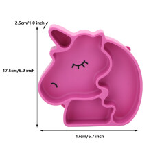 Tiefrosa rotes lebensmittelechtes Silikon-Kinderteller mit geteiltem Fach 17,5x17 cm