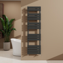 (Anthracite, 1600x450mm) Heated Towel Rail Flat Central Heating Radiator