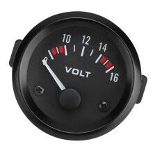 Universal 12V Voltmeter Gauge 52mm/2in, Black, White Light