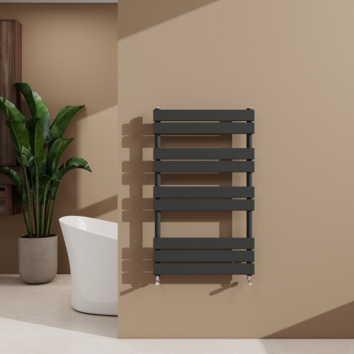 AICA (Anthracite, 1000x600mm) Heated Towel Rail Flat Central Heating Radiator