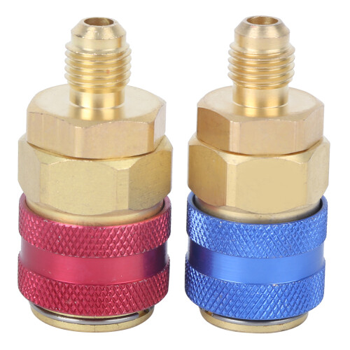 Brass R134A Quick Coupler Adapter 1/4" Red & Blue Side, 5x2.3cm 2