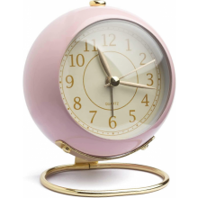 Clock Small desk clock for table, vintage analog retro non-ticking alarm clock, modern gold clock for bedroom bedside table