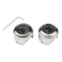 2er-Pack Motorrad-Quarzuhr und Thermometer, 7/8 Zoll wasserdichte Fahrradlenkeruhr aus Aluminium, Universal