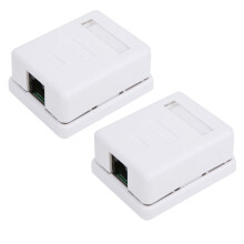 Ethernet Surface Mount Box Cat6 RJ45 Single Port Easy Mount Plastic 2 Pack