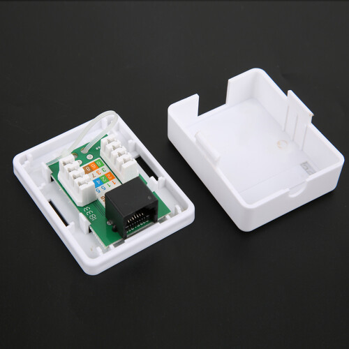 Ethernet Surface Mount Box Cat6 RJ45 Single Port Easy Mount Plastic 2 Pack 2