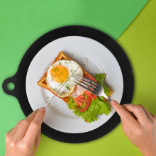 Silicone Induction Cooker Protector Anti Slip Mat Round 22cm Black