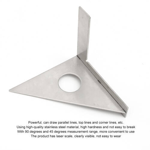 Stainless Steel Square Layout Triangular Ruler 8.7cm 45 & 90