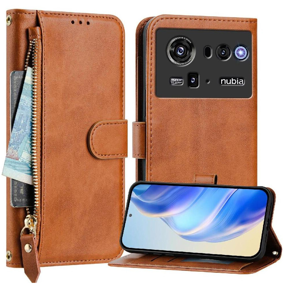 () Flip Case For Zte Nubia Z80 Ultra Pu Leather Magnetic Zipper Card Holder 764563238491