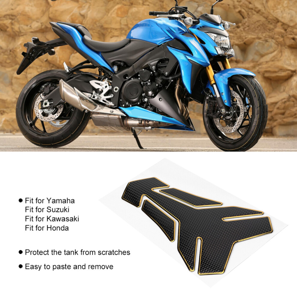 Motorcycle Gas Oil Fuel Tank Sticker Pad Protector Blackgold For 6L Vehicles 7891392426089