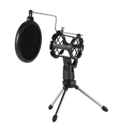 Mini Desktop Microphone Stand Kit with Shock Mount Pop Filter for Recording 1