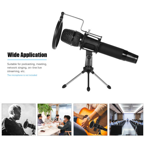 Mini Desktop Microphone Stand Kit with Shock Mount Pop Filter for Recording 2