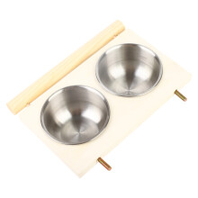 Parrot Cage Stainless Steel Two-in-One Food and Water Bowl with Stand