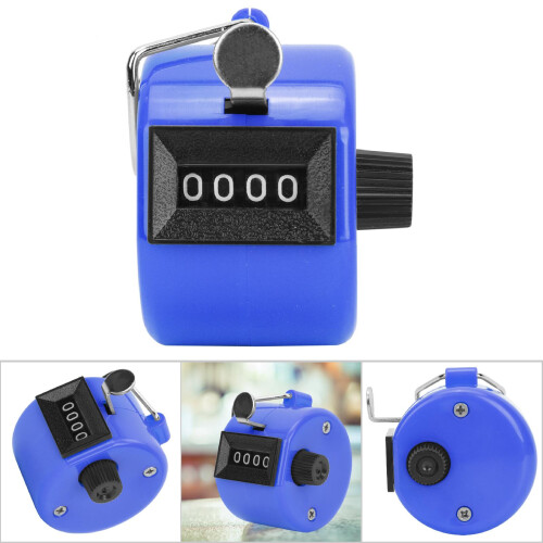 4-Digit Hand Tally Counter with Hook, ABS Plastic, 46x32mm, Multiple Colors