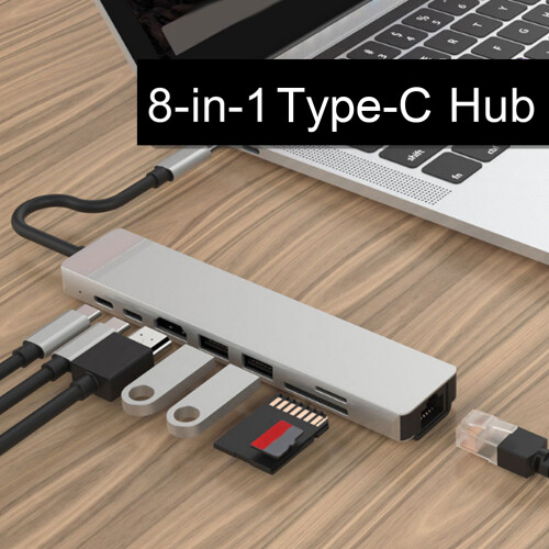 8in1 USB-C Hub 4K HDMI RJ45 1
