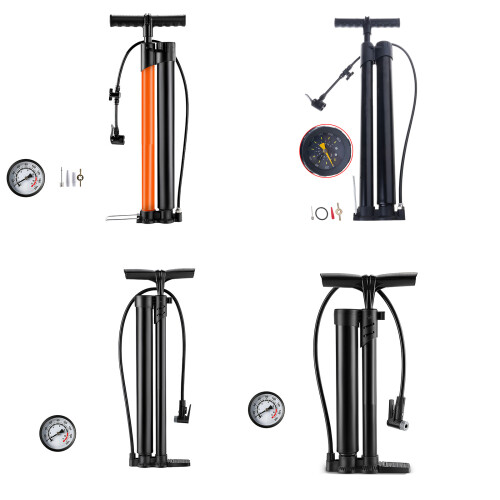 Pompe à pied pour vélo, haute pression, gonfleur,-Orange 1