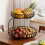 Double Layer Fruit Basket Organizers Durability Iron-Black 3