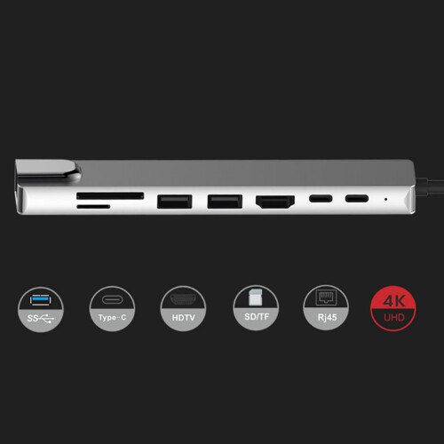 8in1 USB-C Hub 4K HDMI RJ45 2