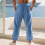 Men's Linen Button Straight Leg Pants, Drawstring-light gray L 4
