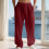 Men's Linen Button Straight Leg Pants, Drawstring-light gray L 6